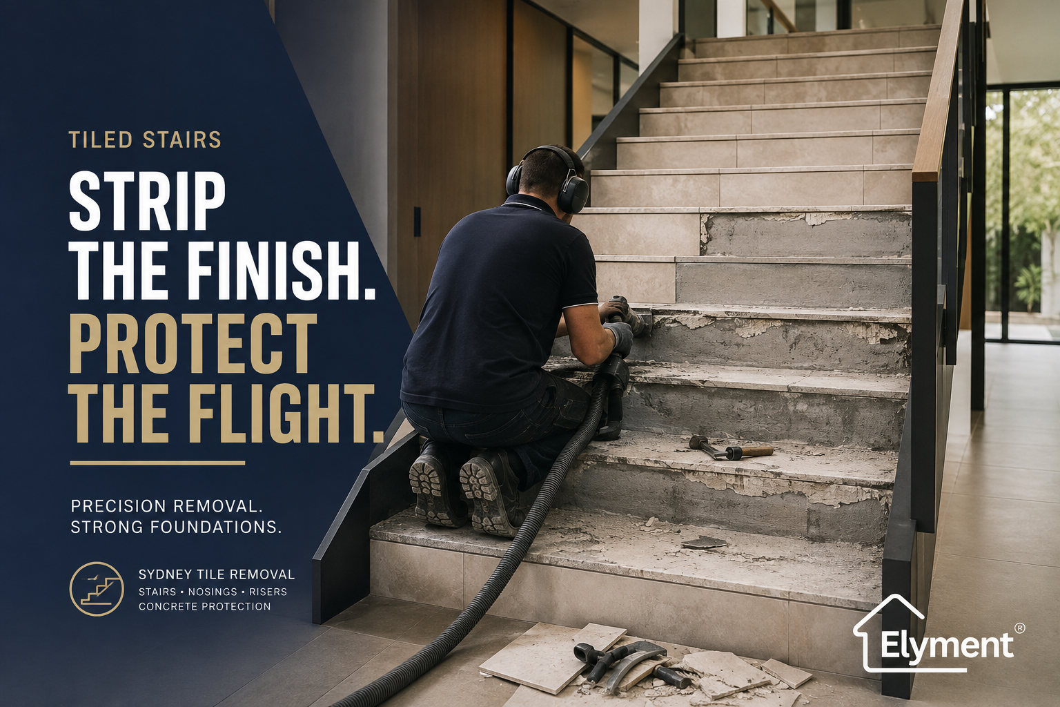 Floor Tile Removal Sydney on Tiled Stairs: How Are Nosings and Risers Stripped Without Damaging the Concrete Flight?