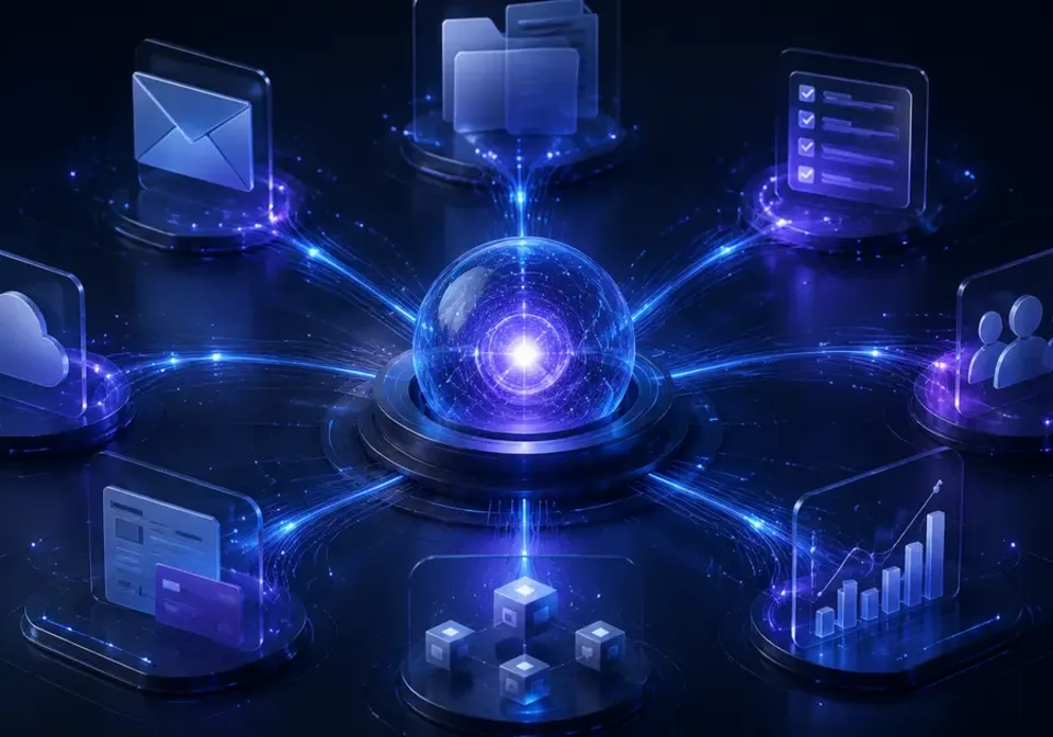Connected digital systems representing practical AI and workflow automation